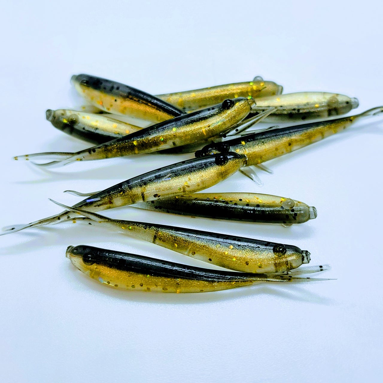 25 Double Curl Tail Swim'n Grubs 3 Soft Fishing Plastic Baits Clear  Chartreuse